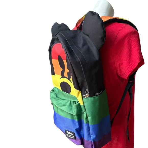 Disney Loungefly Mickey Mouse Rainbow Pride Full Size Backpack - Picture 6 of 15